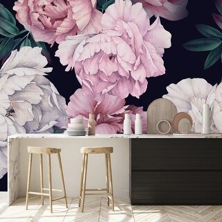 Dark Wallpaper with Peonies Peel and Stick and Prepasted - Bed Bath ...