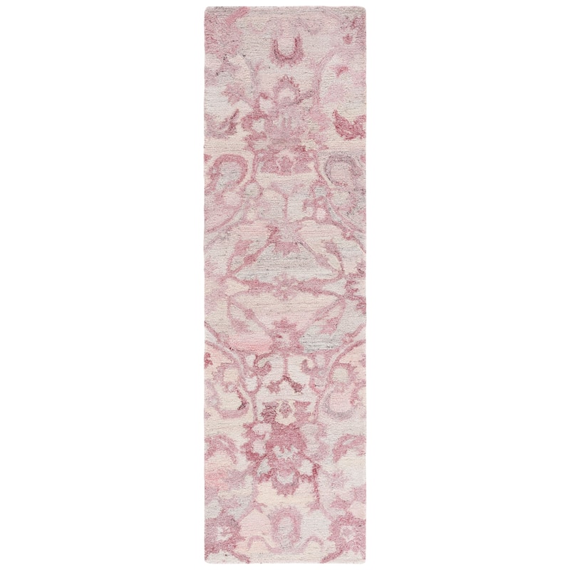 SAFAVIEH Handmade Anatolia Liilia Rug - 2'3" x 8' Runner - Light Pink