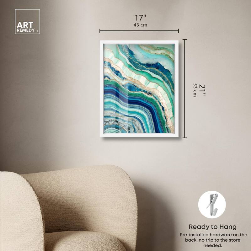 Blue Green Abstract Agate II Shadowbox by Art Remedy