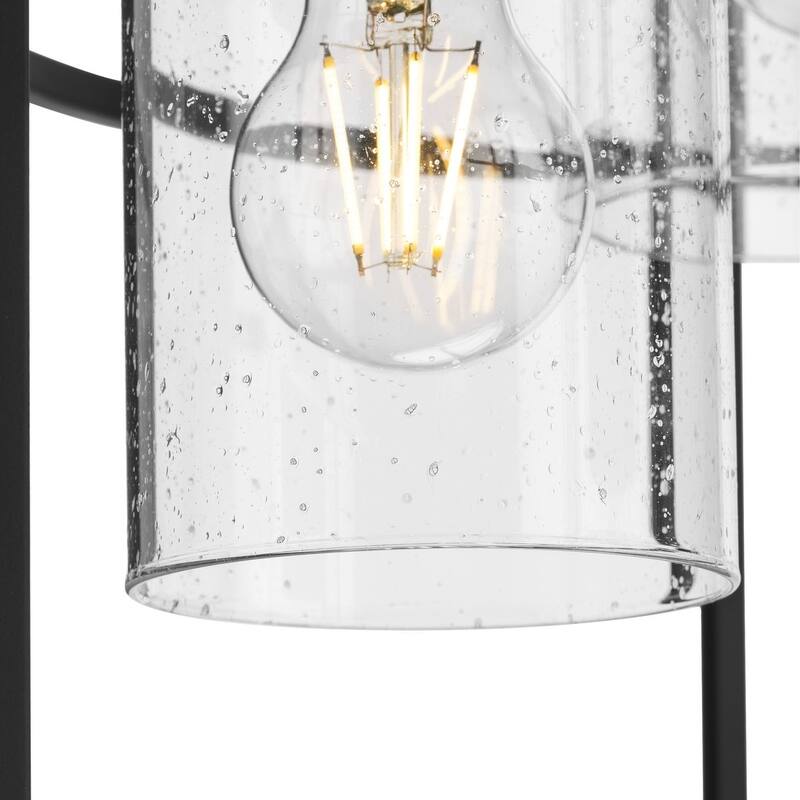 Burgess Collection Five-Light Matte Black Modern Farmhouse Hall & Foyer Light - 15.5 in x 15.5 in x 23.62 in