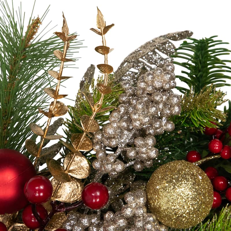 Glittered Ornaments and Berries Artificial Christmas Wreath - 24" - Unlit