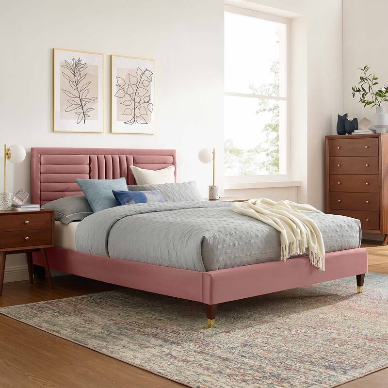Sofia Channel Tufted Performance Velvet Full Platform Bed