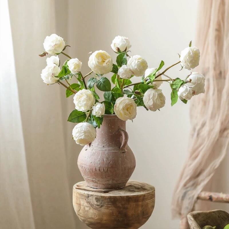 RusticReach White Cabbage Rose Stem 20.8" Tall