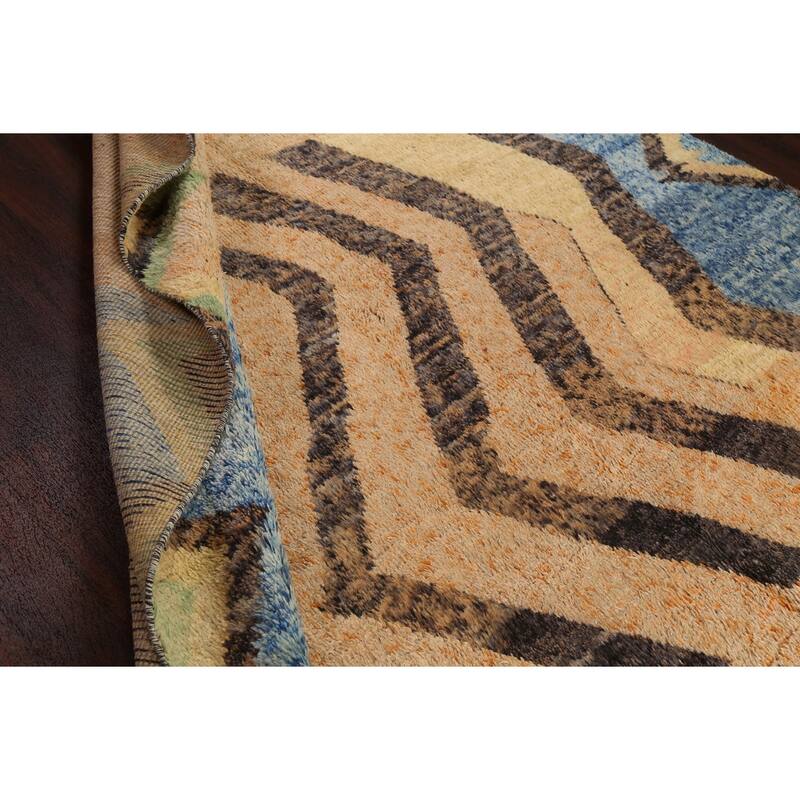 Geometric Tribal Moroccan Area Rug Wool Hand-knotted Oriental Carpet - 9'1" x 12'10"