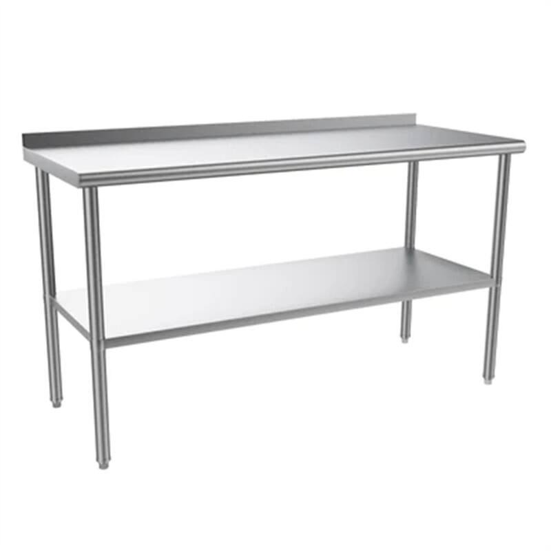 Stainless Steel Table with Undershelf & Backsplash - 24"D x 60"W x 34"H
