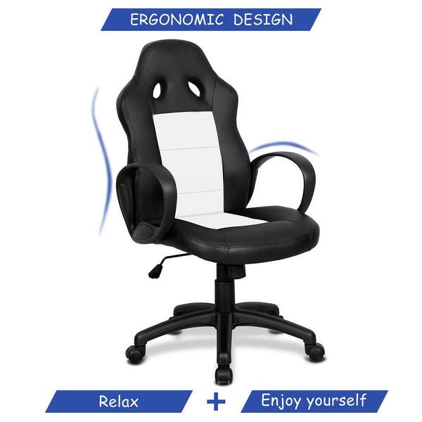 Costway High Back Race Car Style Bucket Seat Office Desk Chair Gaming Chair White Overstock 17920312