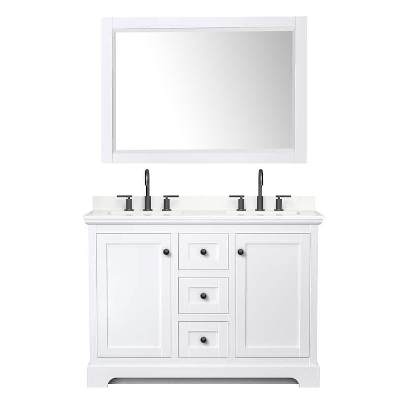 Avery 48-inch Double Vanity, Quartz Top, 46-inch Mirror