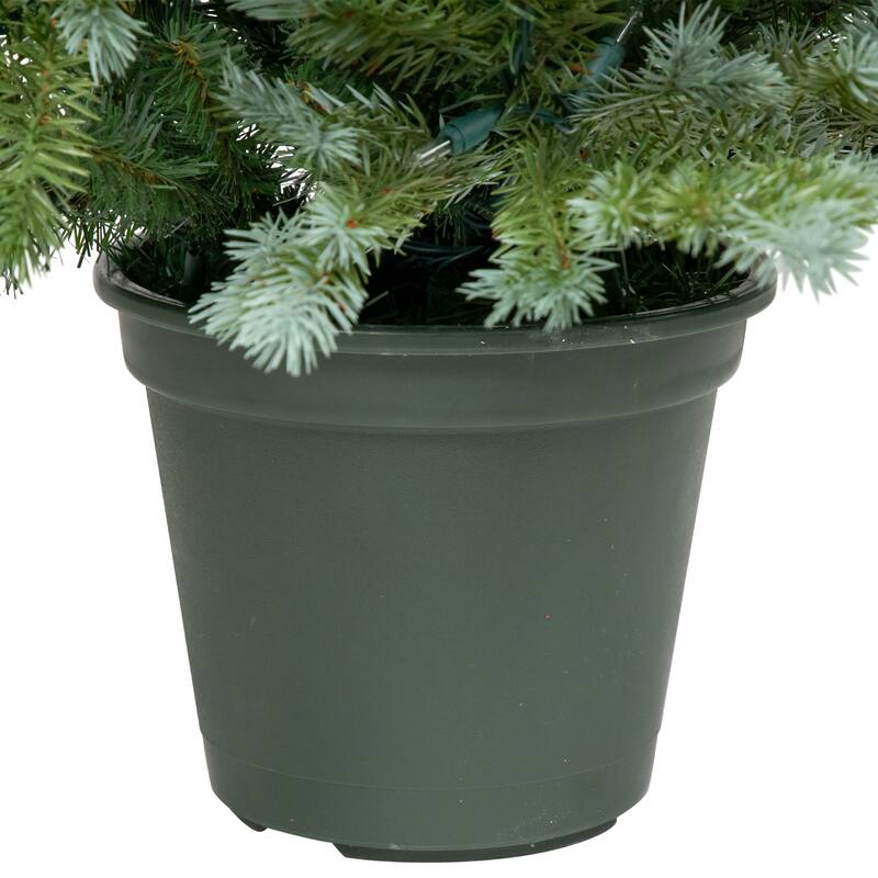 4' Potted Blue Spruce Artificial Christmas Tree Clear Lights