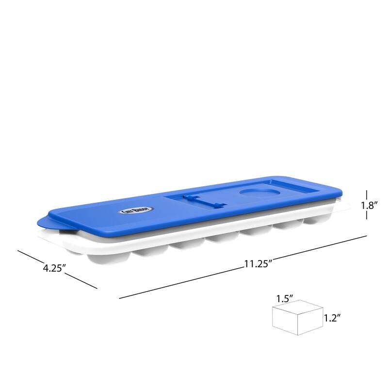 Set of 2 Ice Cube Trays - 14-Cube Spill-Resistant, Easy-to-Fill Trays with Lids by Chef Buddy (Multicolor) - Multicolor