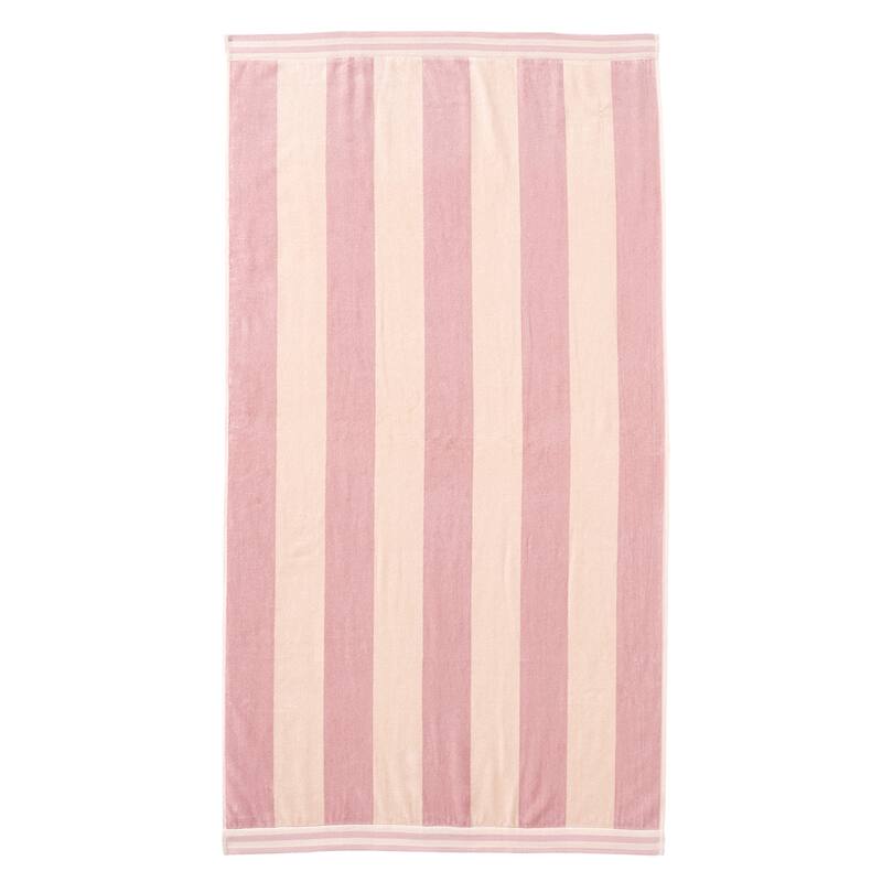 Linery & Co. 100% Cotton Velour Cabana Stripe Beach Towel