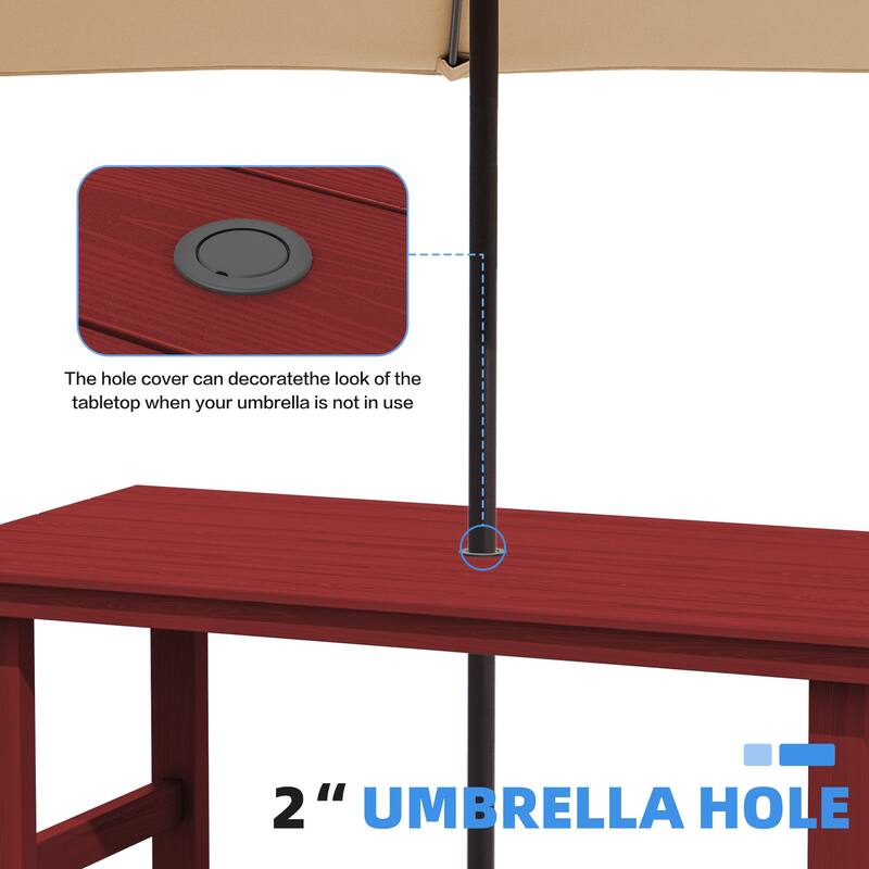 5-Piece HDPE Outdoor Dining Table Sets with Umbrella Hole - 1-Table 4-Chairs