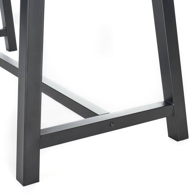 Acacia Wood Outdoor Dining Table 70 Inch Grey Black Metal Frame Patio Garden Table