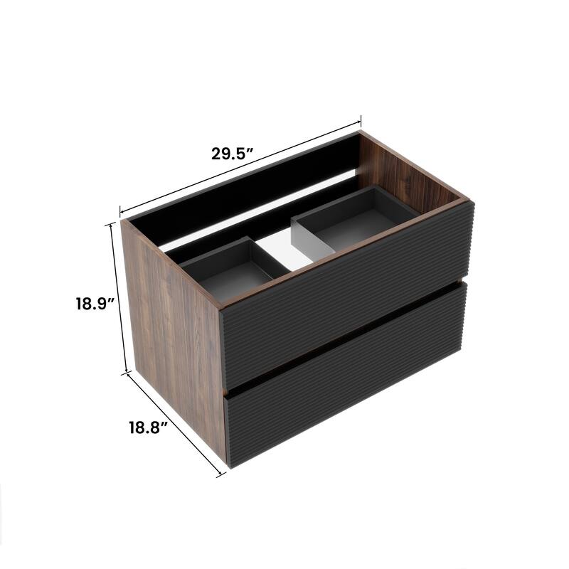 GDFStudio - Lucas Modern Floating Bathroom Vanity with Dual Drawer Storage and Refined Architectural Style