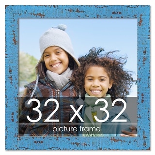 32x32 Shabby Chic Blue Wood Picture Square Frame - 32
