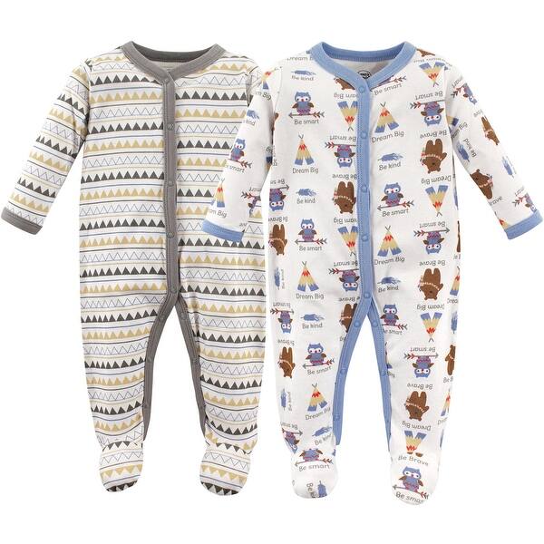 slide 1 of 1, Luvable Friends Baby Boy Cotton Snap Sleep and Play 2pk, Brave 0-3 Months - Brave