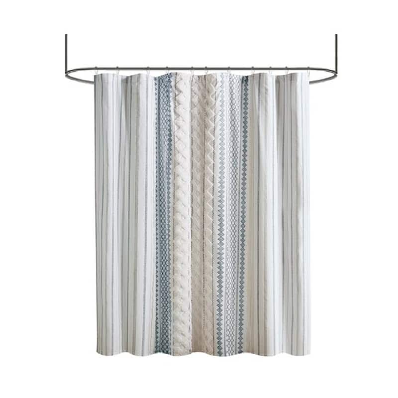 Cotton Printed Shower Curtain with Chenille