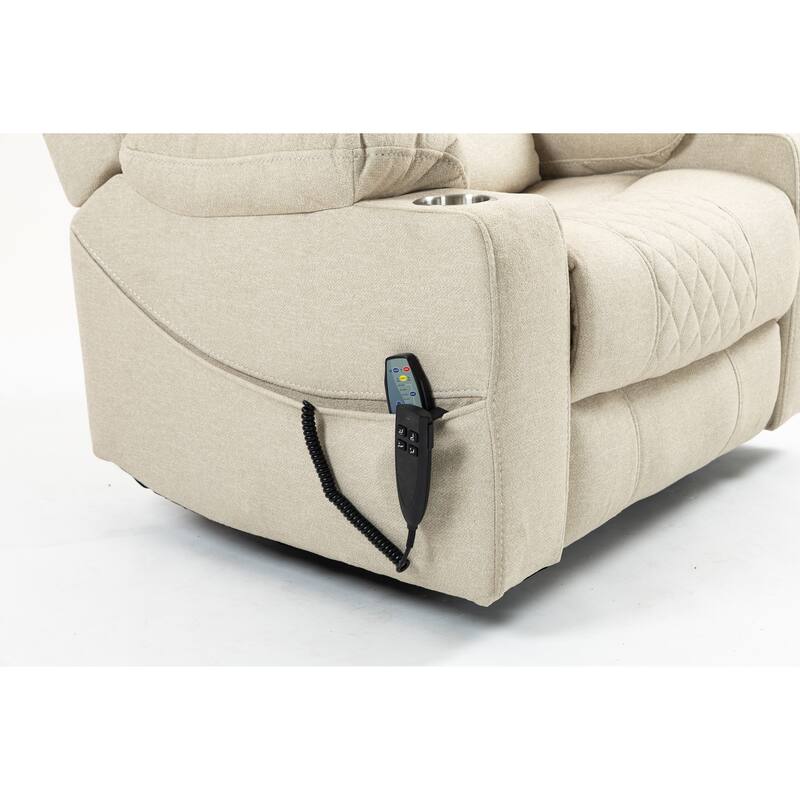 Velvet Oversized Power Lift Recliner Chair, Dual OKIN Motors & Cup Holders