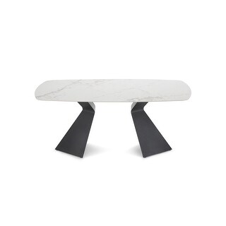 Modern Brilliant Sintered Stone Dining Table - Bed Bath & Beyond - 39711281