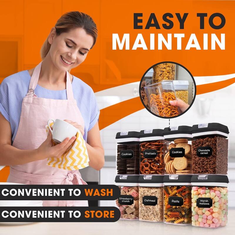 Cheer Collection Set of 8 Uniform Size Airtight Food Storage Containers