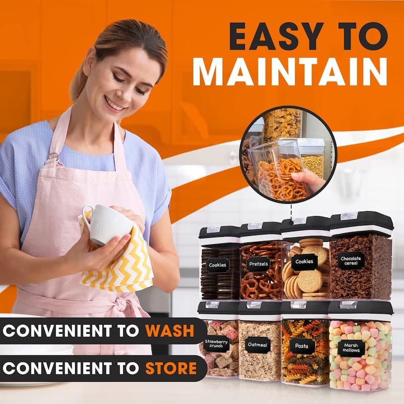 Cheer Collection Set of 8 Uniform Size Airtight Food Storage Containers