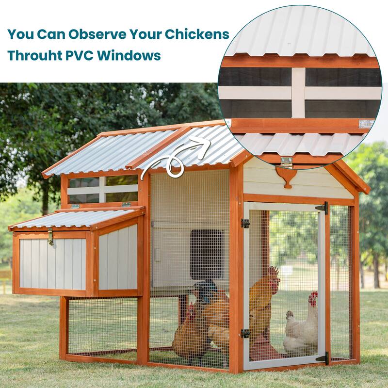 Weatherproof outdoor chicken coop with waterproof PVC roof