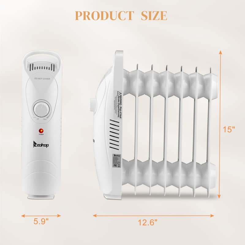 600W Portable Electric Space Heater Oil Filled Radiator Heater