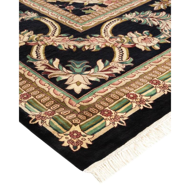Overton Hand Knotted Wool Vintage Inspired Traditional Mogul Black Area Rug - 12' 1" x 18' 1"
