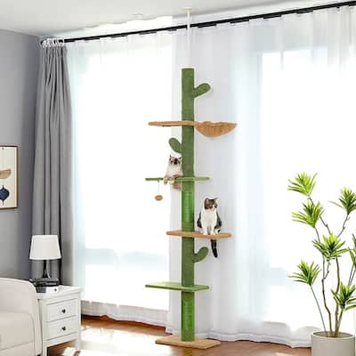 5-Level Cat Tree Cactus Style Floor to Ceiling Tower