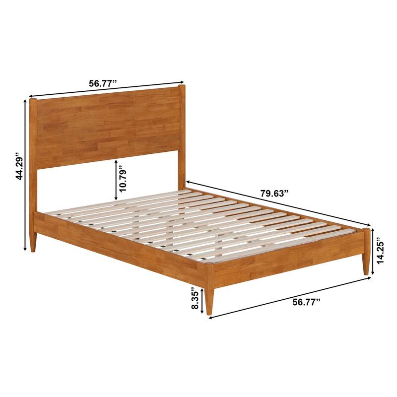 Modern Platform Bed - Solid Wood Low Profile Bed Frame - Light Toffee Finish