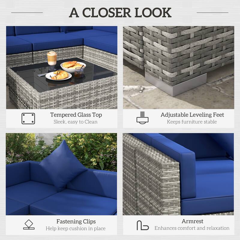 Siara 7-piece Rattan Wicker Sectional Patio Set by Havenside Home