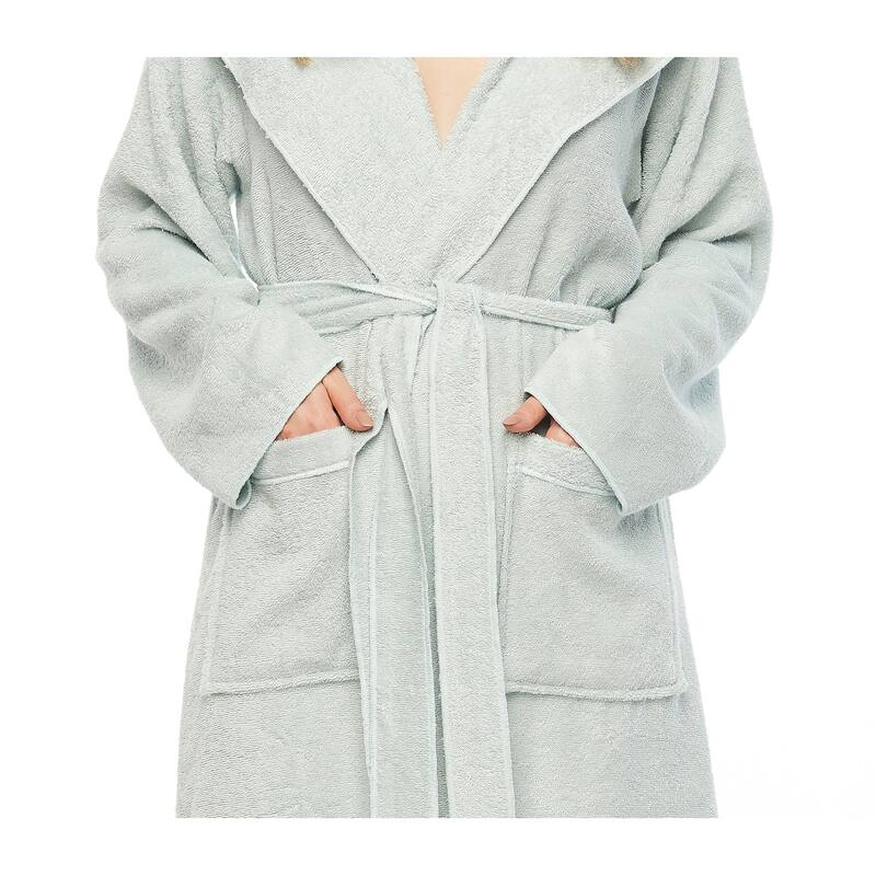 Women's Angel Stlyle Robe Ankle Long Hooded Turkish Cotton Bathrobe