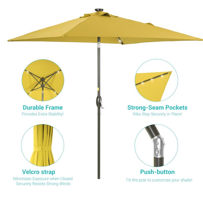 BONOSUKI 6.5x6.5Ft LED Patio Market Umbrella Weather-Resistant Frame