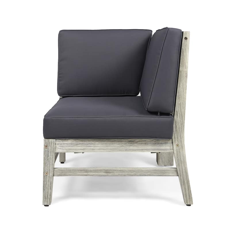 Roomfitters Outdoor Chair with Weather-Resistant Cushions and Acacia Wood Frame, Grey - Grey-Corner