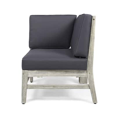 Roomfitters Outdoor Chair with Weather-Resistant Cushions and Acacia Wood Frame, Grey