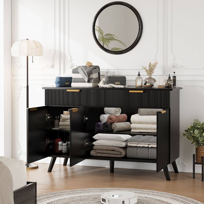 Gymojoy Sideboard Buffet Cabinet Storage, Modern Buffet with 3 Doors & 2 Drawers, Adjustable Shelves for Kitchen, Living Room