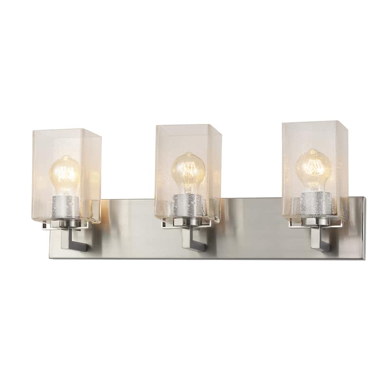 EVOLV Fusion Vice 3-Light Bath Bar with Seeded Glass Shade - Brushed Nickel