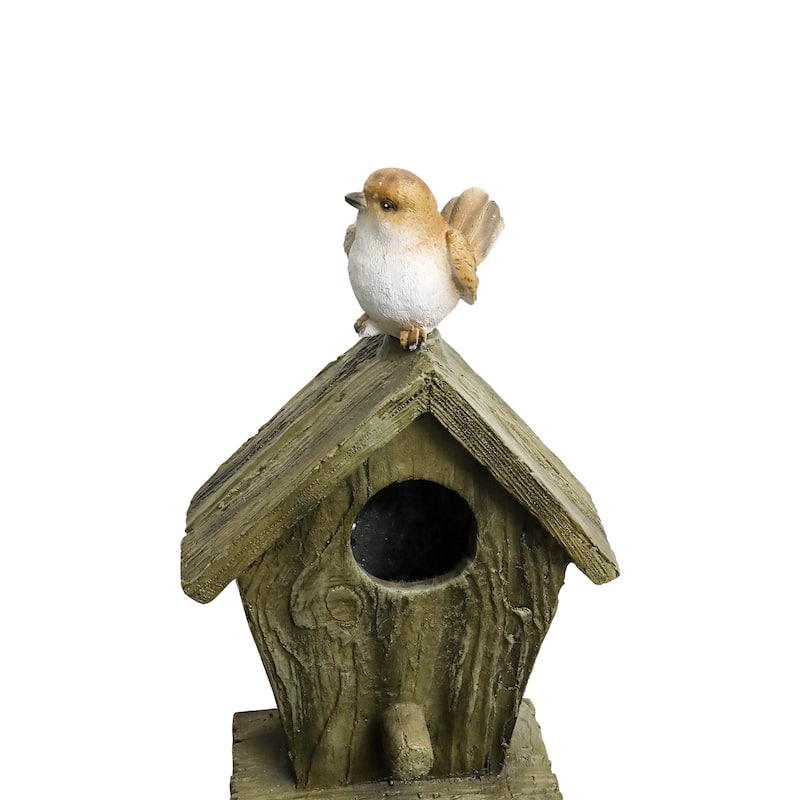 39.3in Outdoor Water Fountain w/LED Lights, Birdhouse Garden Fountain