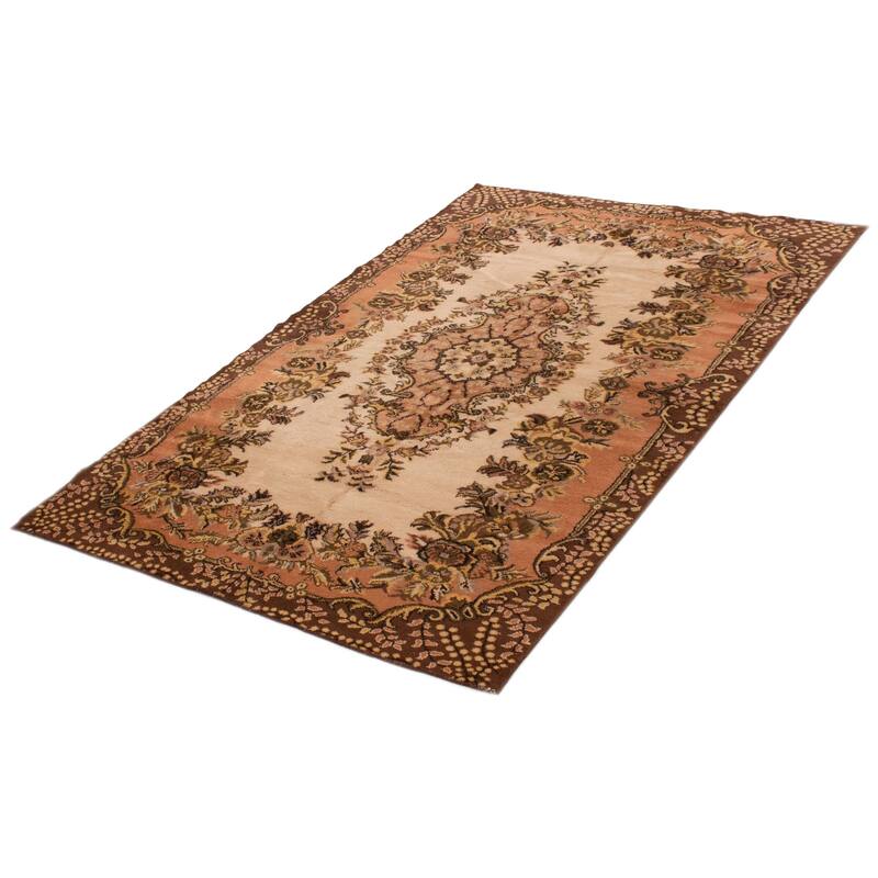 ECARPETGALLERY Hand-knotted Melis Vintage Cream Wool Rug - 5'8 x 8'8