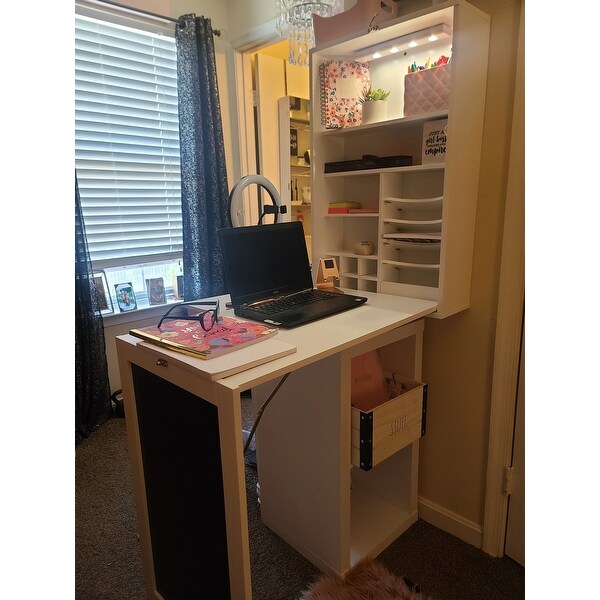 Utopia Alley Fold Down Desk Wall Cabinet with Chalkboard Bed