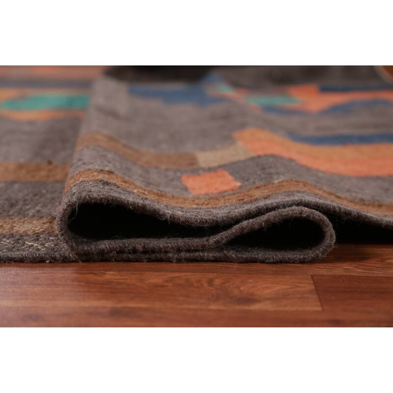 Hand Woven Oriental 100% Jute Carpet Southwestern Modern Greys & Charcoal Kilim Area Rug - 10' 0'' X 8' 7''