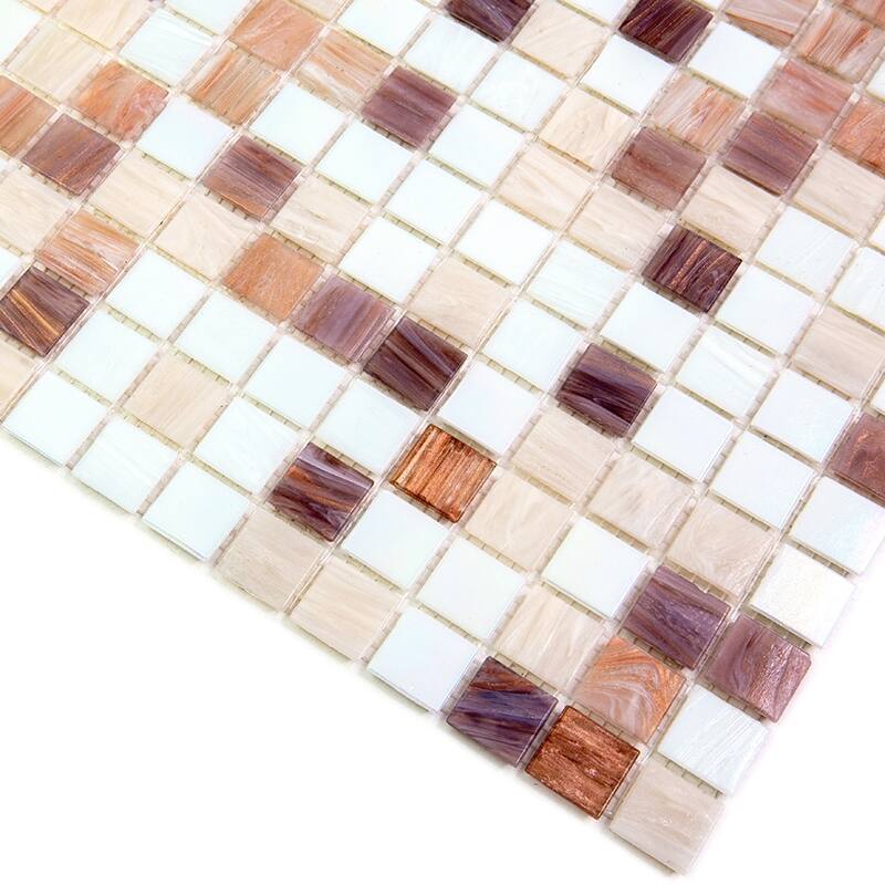 Apollo tile 12" x 12" Mingles Glossy White Brown Glass Tile (20 sq ft/case) - 20 Pack