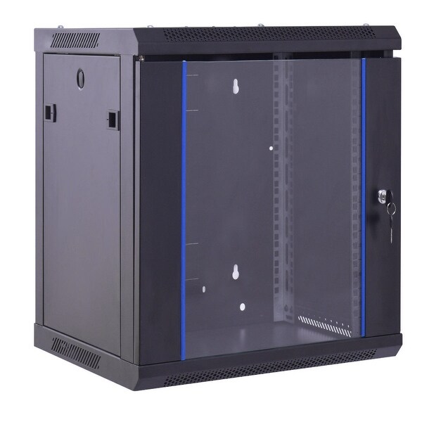 Costway 12U Wallmount Data Cabinet Enclosure 19" Server Network Rack Locking Glass Door
