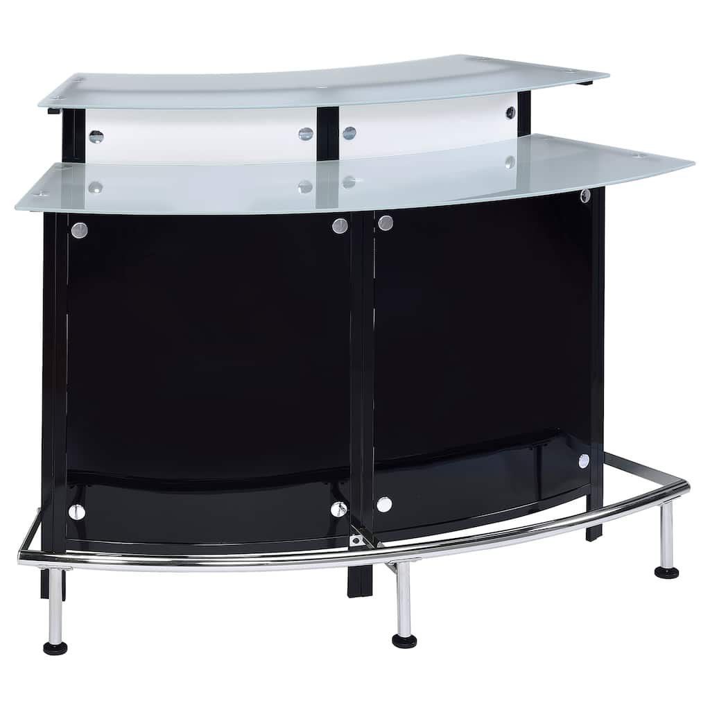 Keystone Black Curved Glass Top Home Bar Wine Cabinet