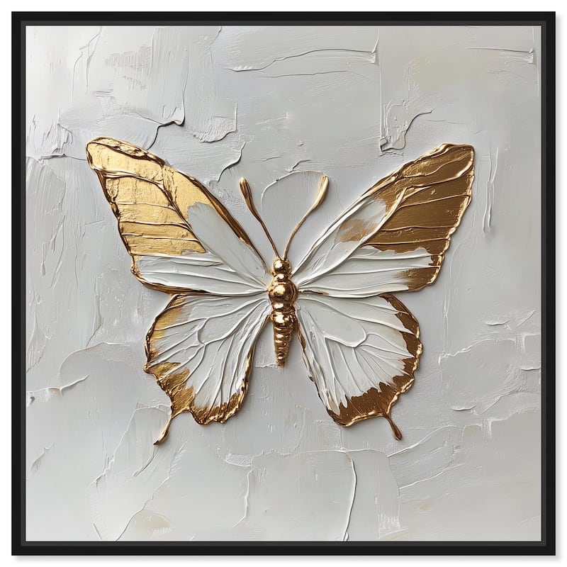 Simple Golden Butterfly Canvas by Art Remedy - Black - 30" x 30"