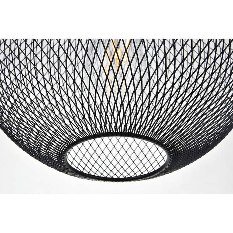 1-Light Black Pendant with 13 inch Iron Shade