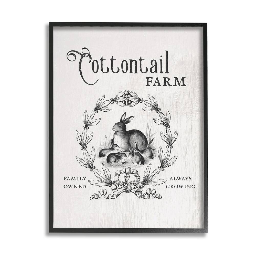 Stupell Cottontail Farm Vintage Advertisement Rabbit Family Country Illustration Framed Wall Art - Black