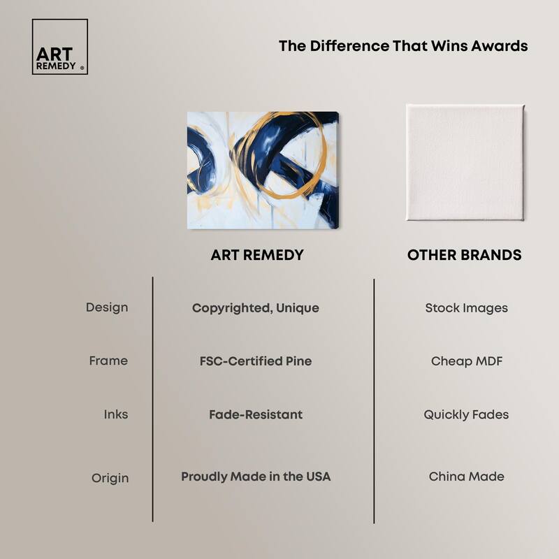 Navy and Gold Rings II Canvas by Art Remedy, Gallery Wrapped