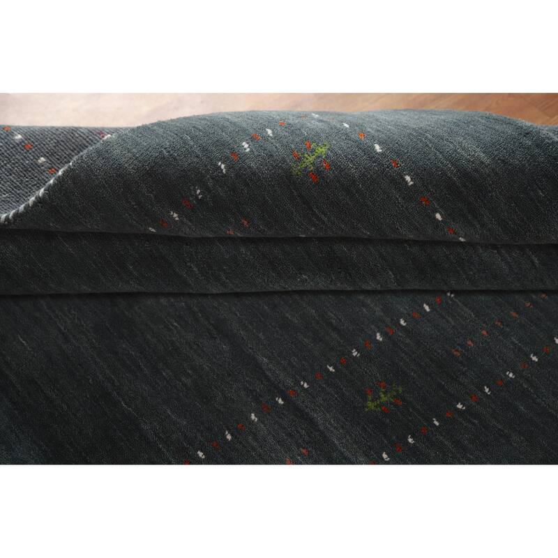 Hand Knotted Oriental 100% Wool Carpet Tribal Tribal Greys & Charcoal Gabbeh Area Rug - 5' 9'' X 4' 0''