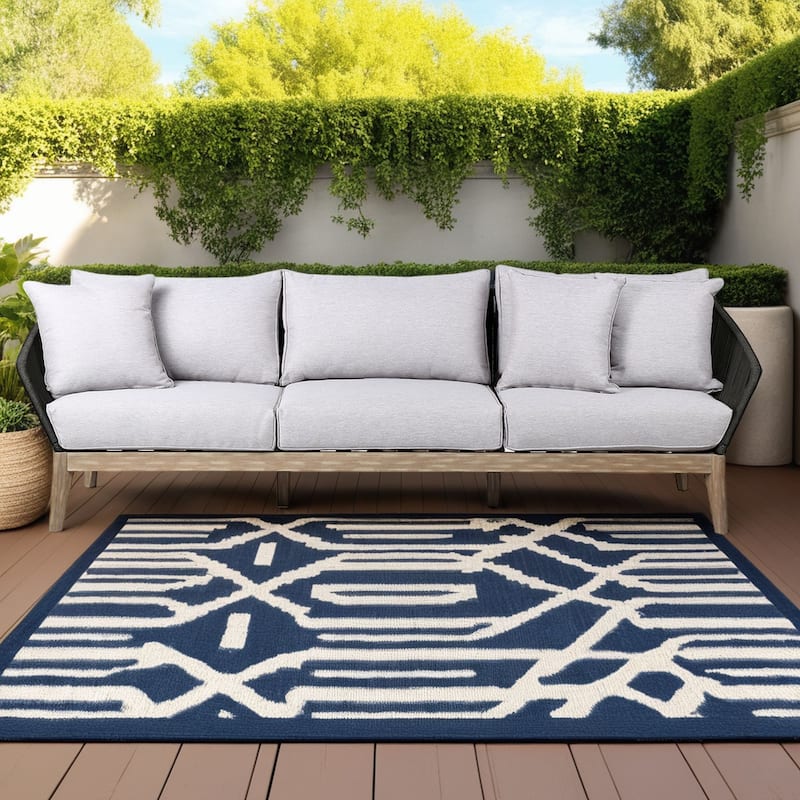 Athos Mid-Century Outdoor Solid Wood and Rope 93" Sofa - Light Wood