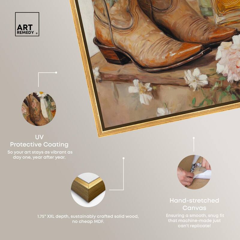 Delicate Floral Boots II Canvas by Art Remedy